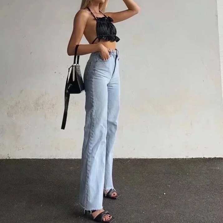 Alternative view of High Waisted Straight-Leg Jeans
