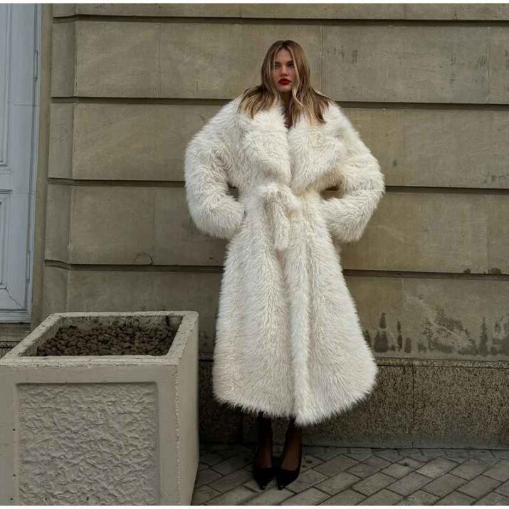 Long White Faux Fur Coat