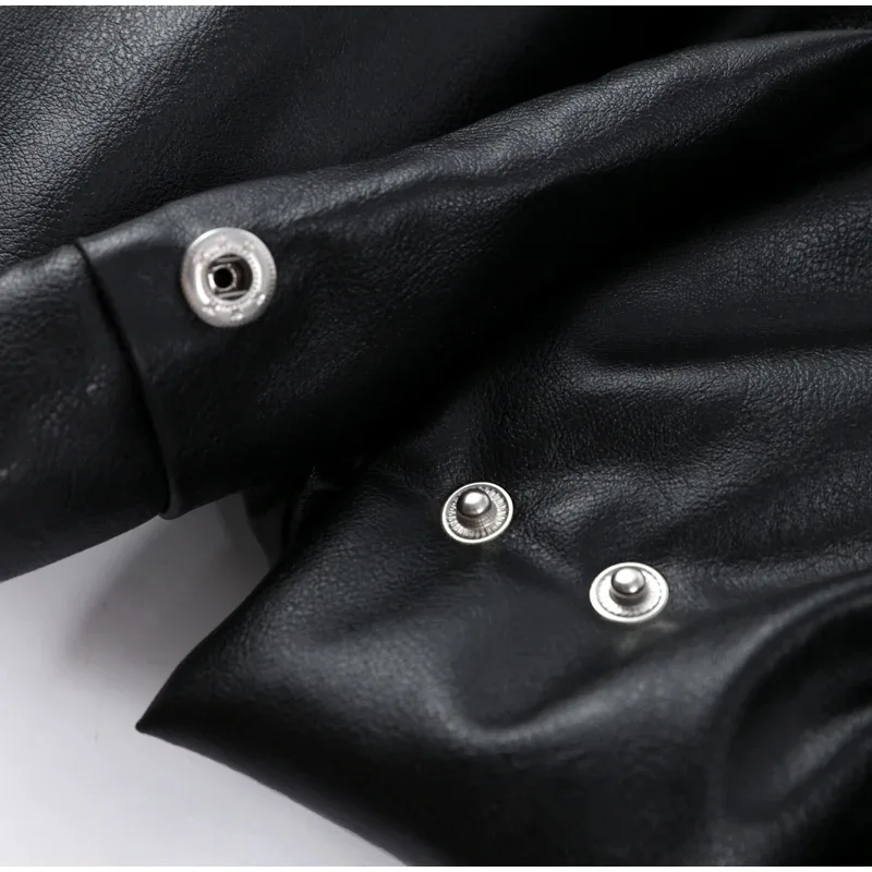 Faux Leather Puffer Jacket - Image 15