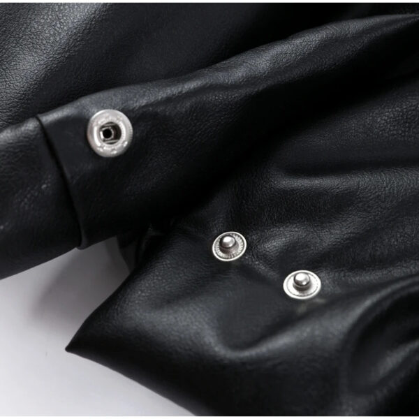 Oversized Faux Leather Puffer Jacket