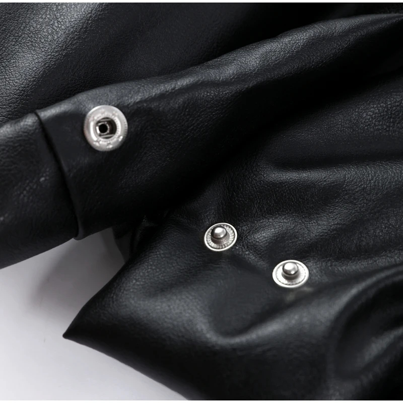 Oversized Faux Leather Puffer Jacket