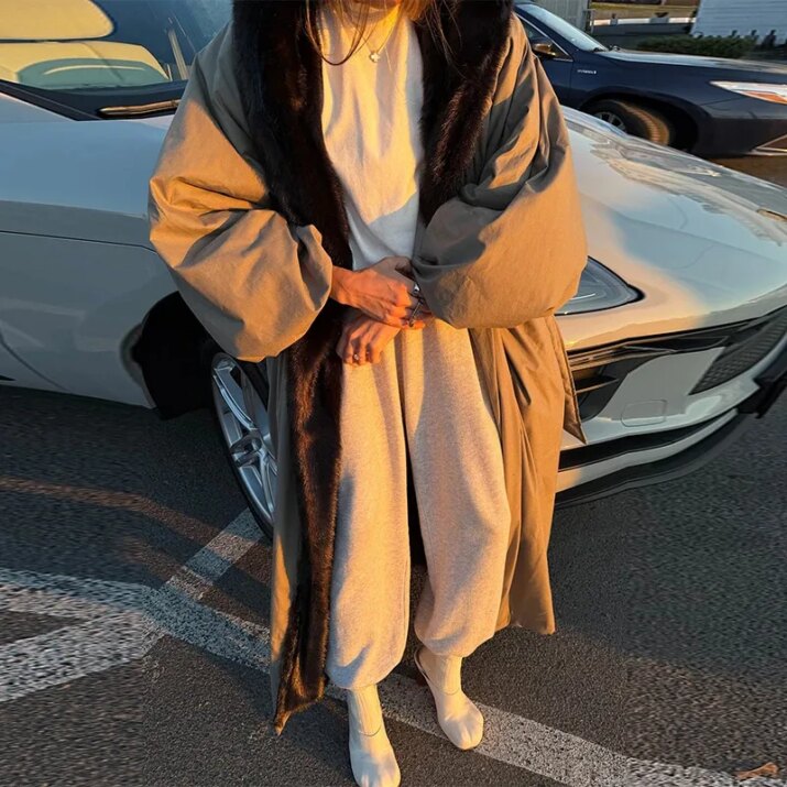 oversized trench coat faux fur collar