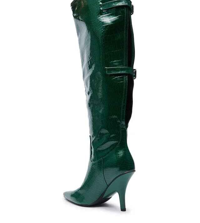 Emerald Croc Knee Boots - Image 5