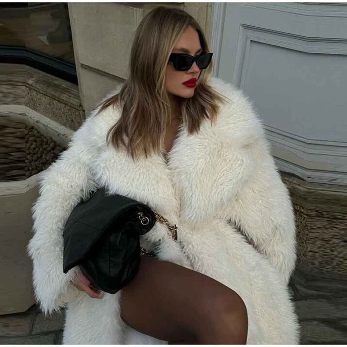 Long White Faux Fur Coat
