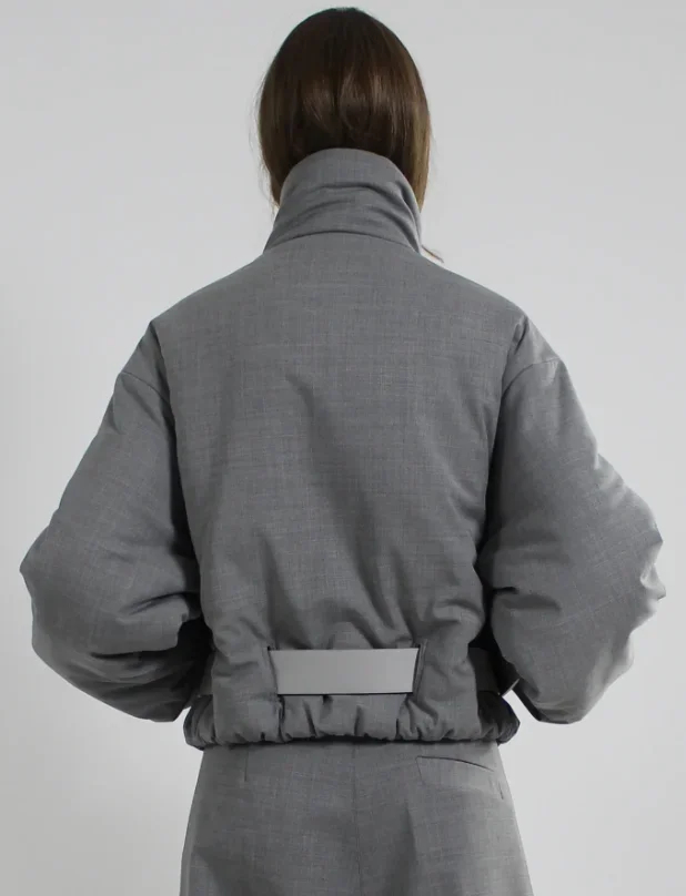 Gray Belted Puffer Jacket - Image 8