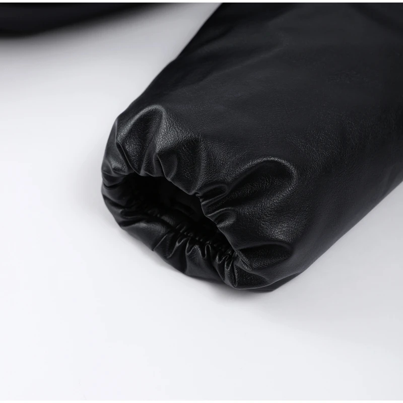 Oversized Faux Leather Puffer Jacket