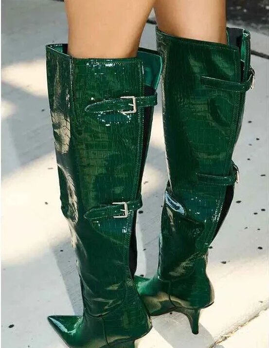 Alternative view of Emerald Croc Knee Boots