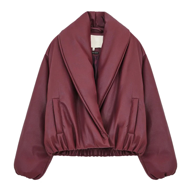 Faux Leather Puffer Jacket - Image 11
