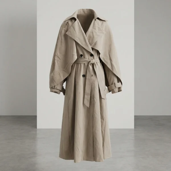 Oversized Sand Trench Coat Clothing - Beniz Kloset