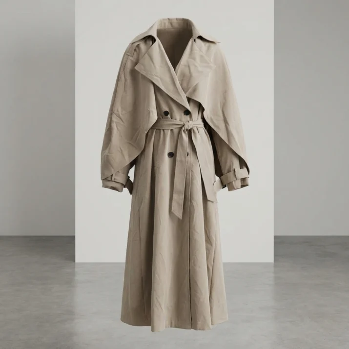 Oversized Sand Trench Coat Clothing - Beniz Kloset