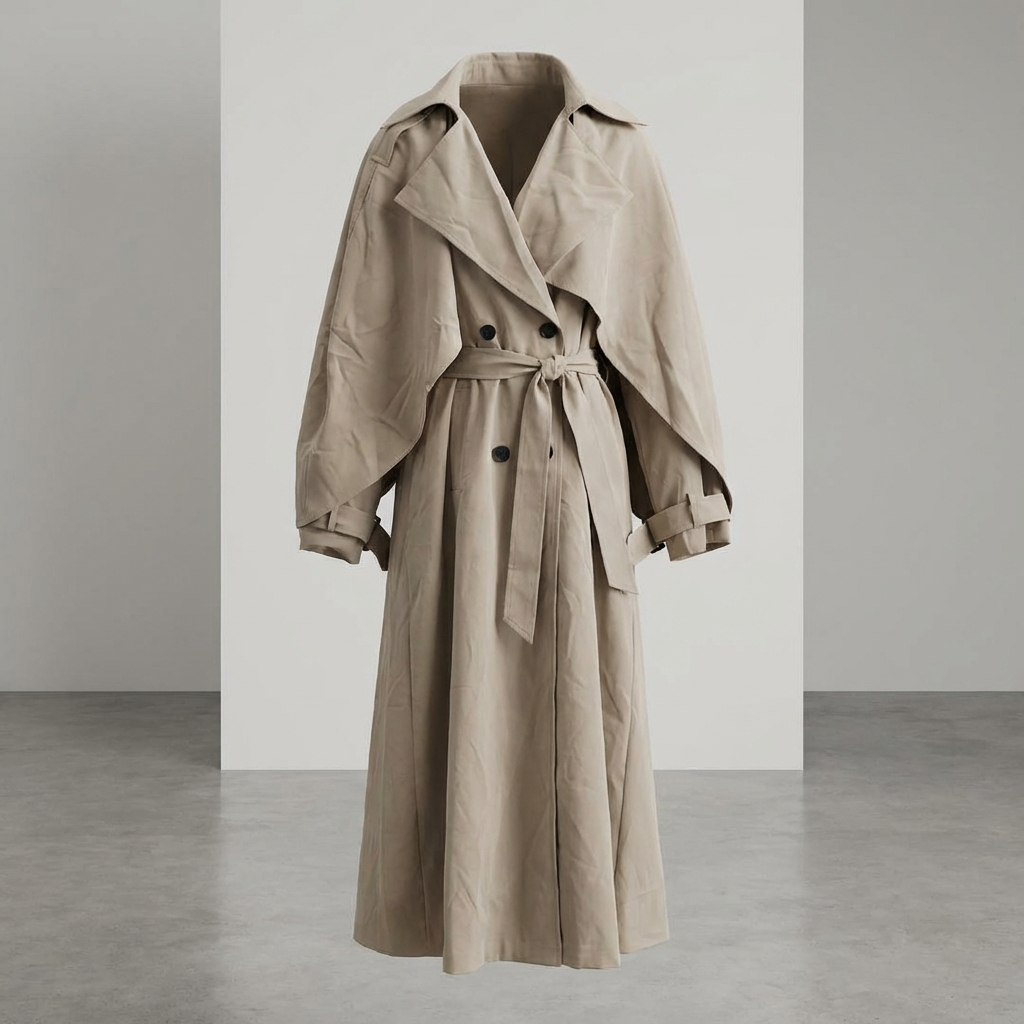 Oversized Sand Trench Coat Clothing - Beniz Kloset