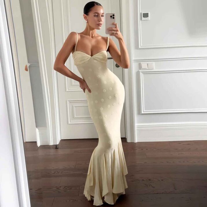 Polka Dot Mermaid Dress Dresses - Beniz Kloset