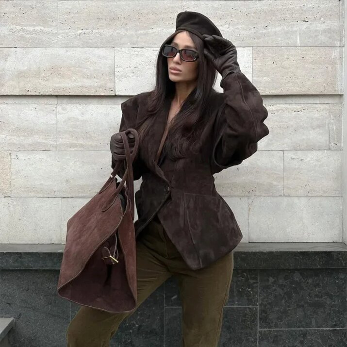 Vintage Suede Oversized Jacket Clothing - Beniz Kloset