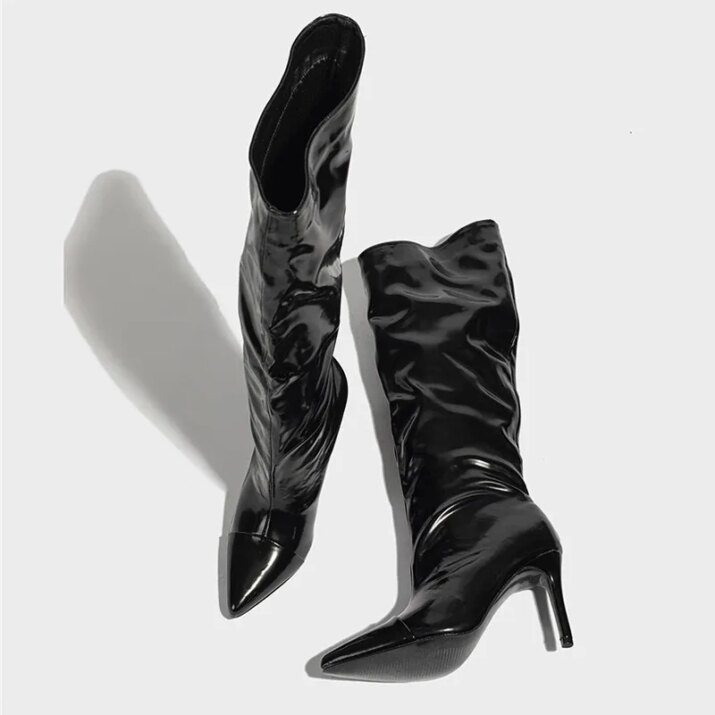 Wide Leg Vinyle Boots - Beniz Kloset
