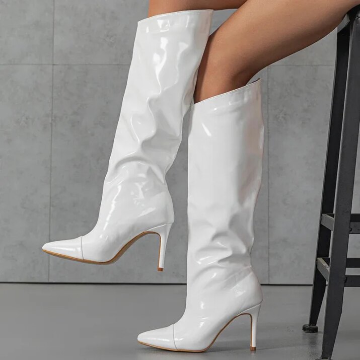 Wide Leg Vinyle Boots - Beniz Kloset
