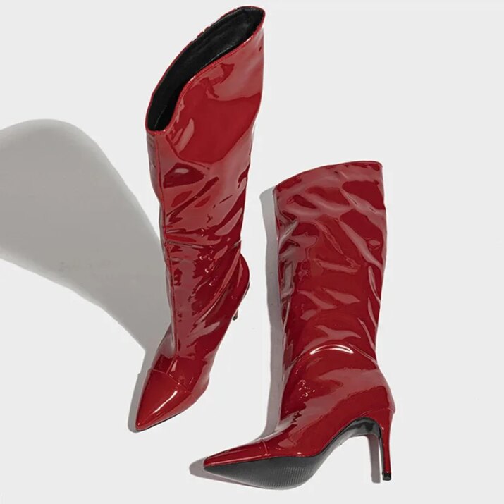 Wide Leg Vinyle Boots - Beniz Kloset