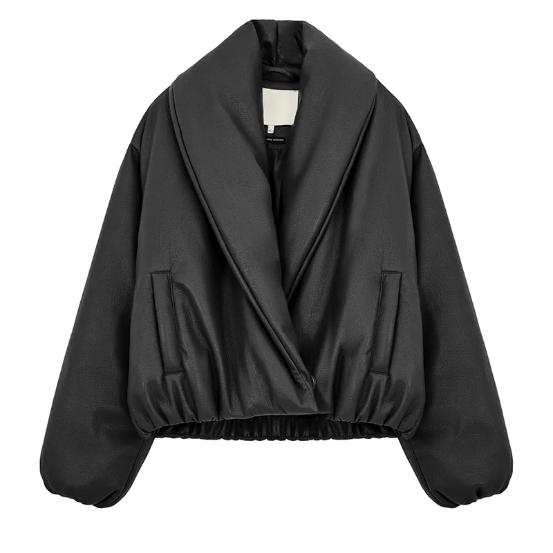 Faux Leather Puffer Jacket - Image 12