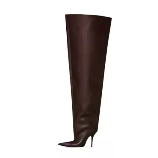 Brown over the knee stiletto boots
