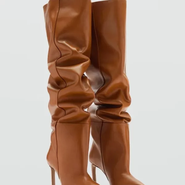 Brown Slouchy Stiletto Boots