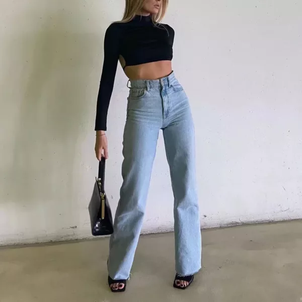 High Waisted Straight-Leg Jeans