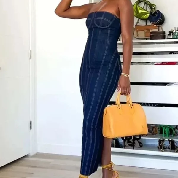 Alternative view of Strapless Denim Midi Dress