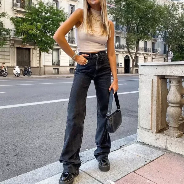 High Waisted Straight-Leg Jeans
