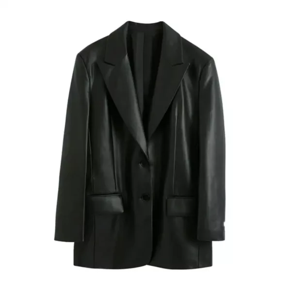 Black Faux Leather Blazer
