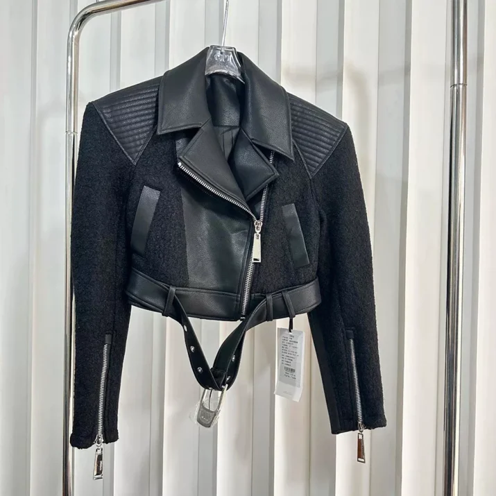 Black Faux Leather Blazer
