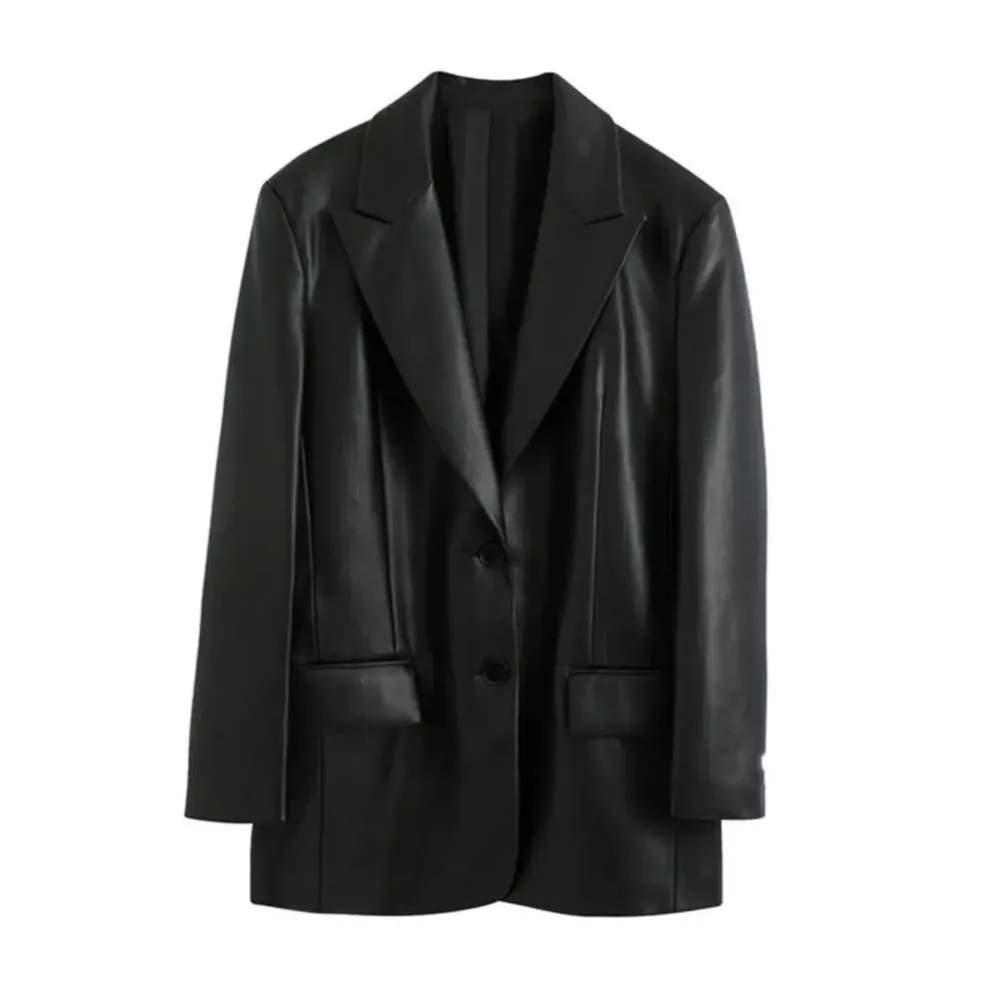 Black Faux Leather Blazer