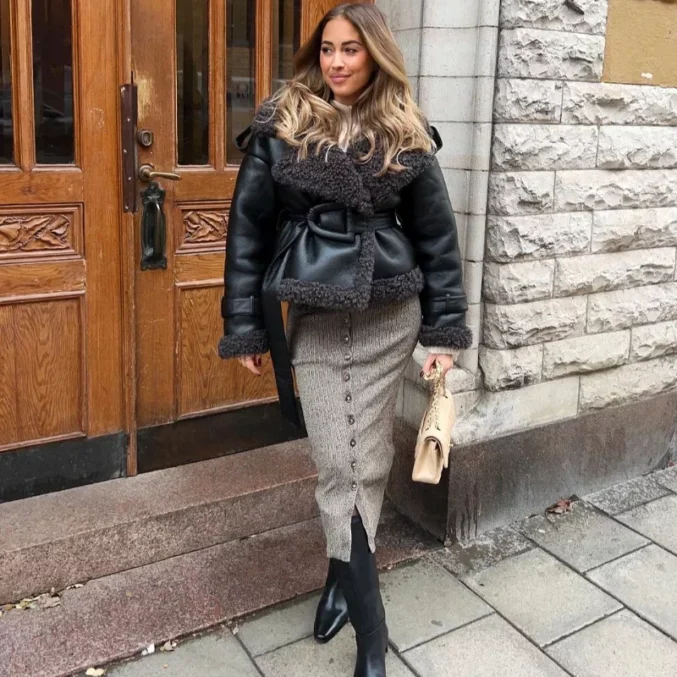 Black Faux Leather Blazer