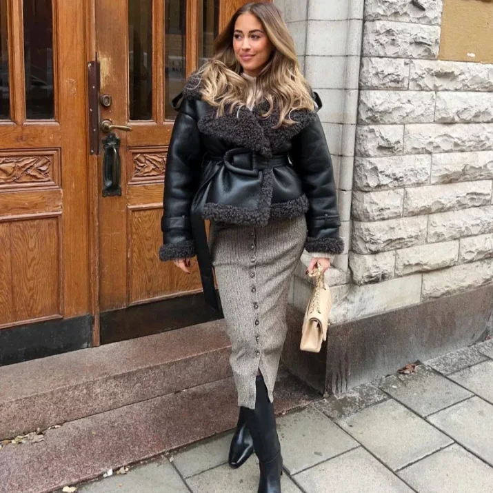 Black Faux Leather Blazer