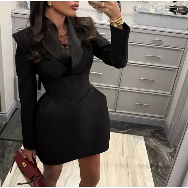 Structured Black Blazer Mini Dress