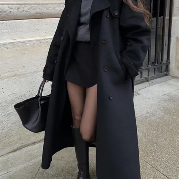Longline Wool Coat with Belt