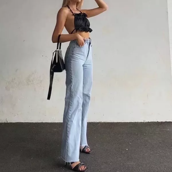 High Waisted Straight-Leg Jeans