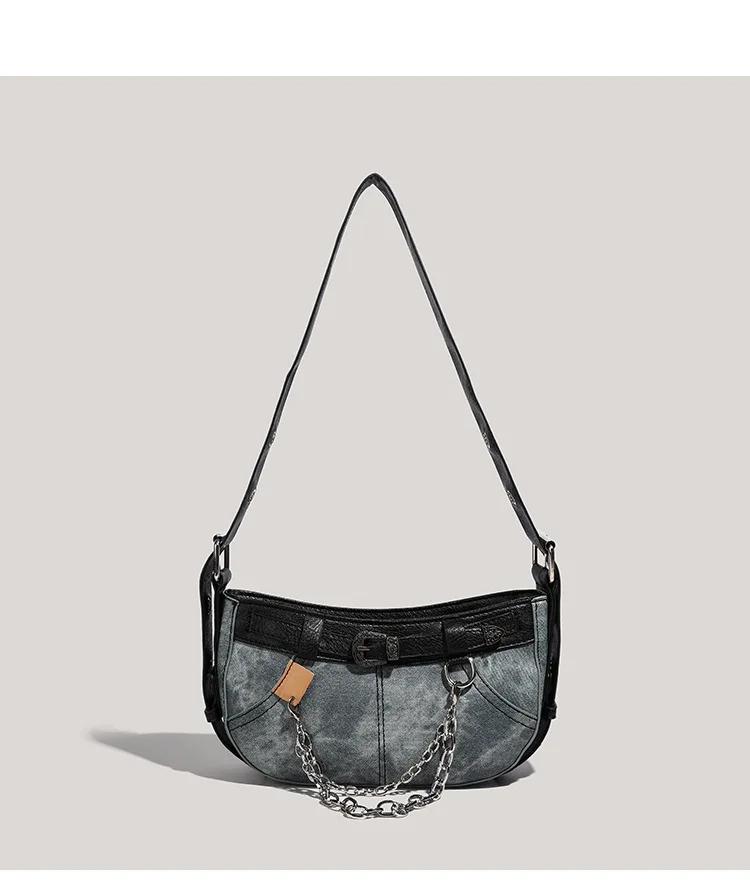 Patchwork Denim Shoulder Bag