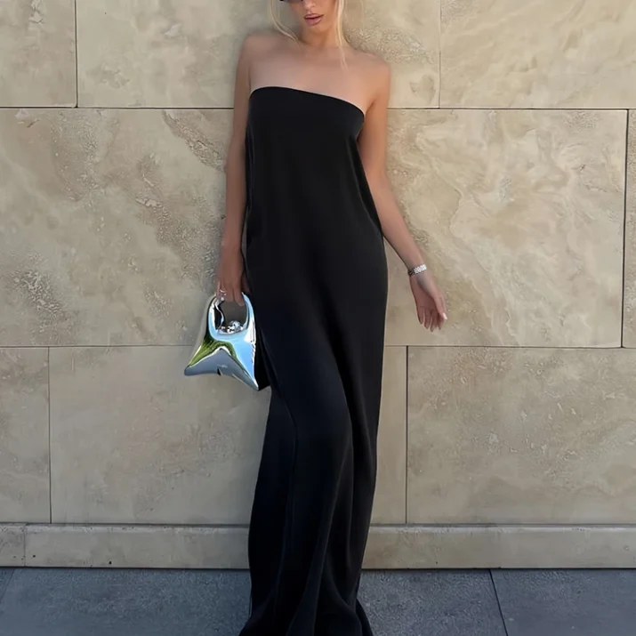 Buckle Backless Maxi Dress - Beniz Kloset