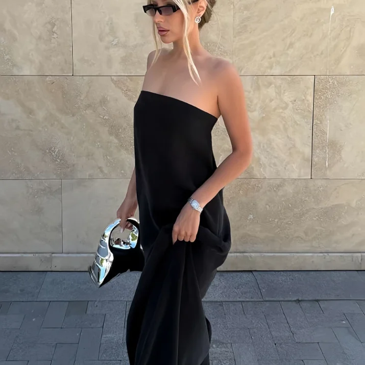 Buckle Backless Maxi Dress - Beniz Kloset