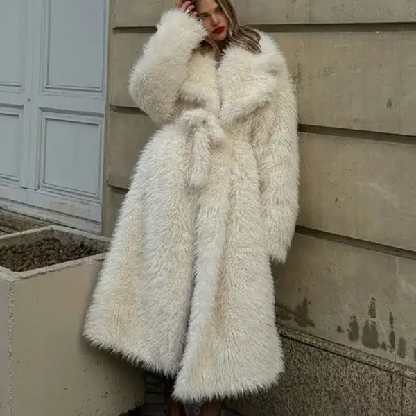 Alternative view of Long White Faux Fur Coat