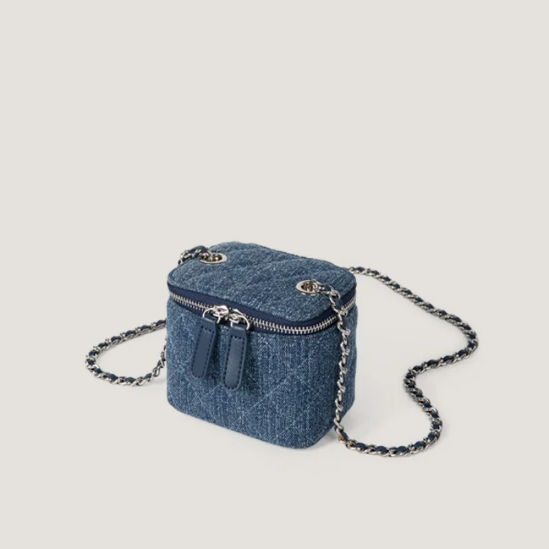 Denim Chain Box Bag
