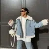 Denim Jacket with Shearling Lining