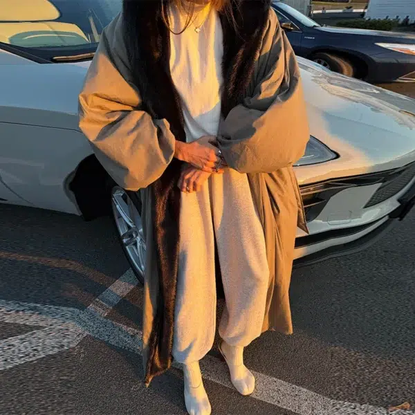 oversized trench coat faux fur collar