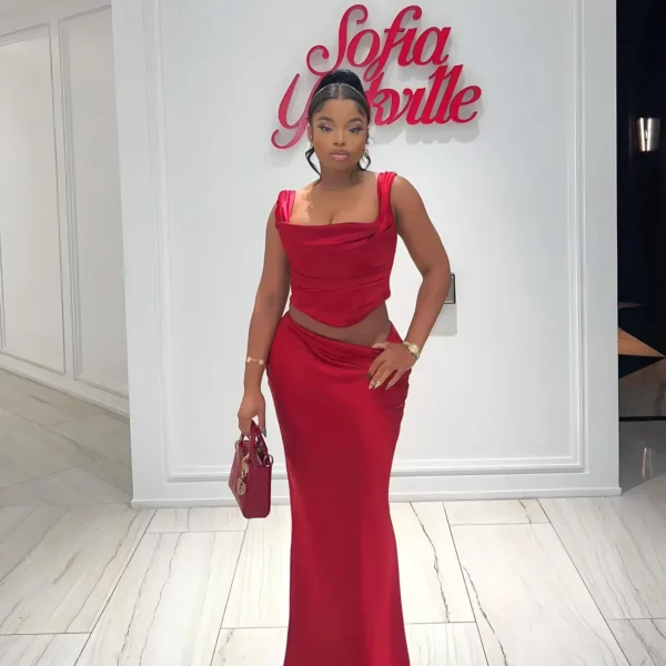 Satin Two-Piece Maxi Set