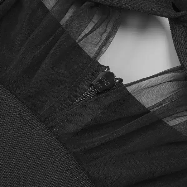 Black Cut-Out Mesh Panel Maxi Dress