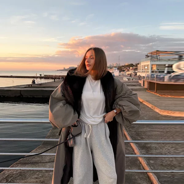 oversized trench coat faux fur collar