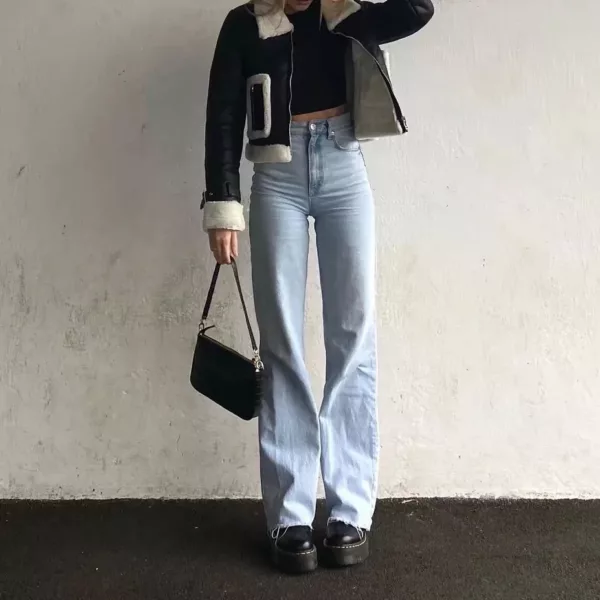 High Waisted Straight-Leg Jeans