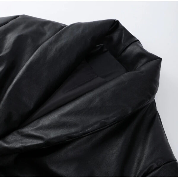Oversized Faux Leather Puffer Jacket