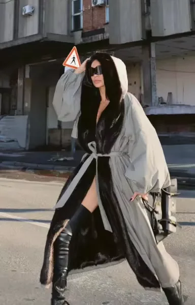 oversized trench coat faux fur collar