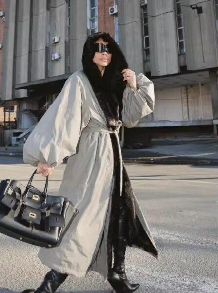 oversized trench coat faux fur collar