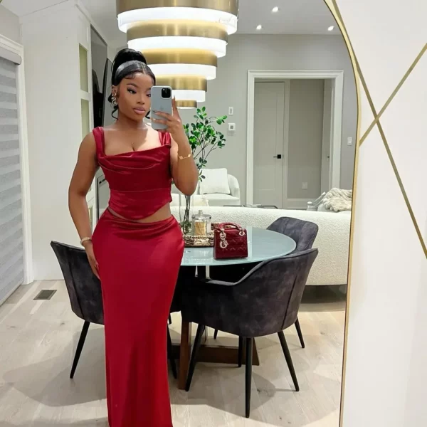 Satin Two-Piece Maxi Set